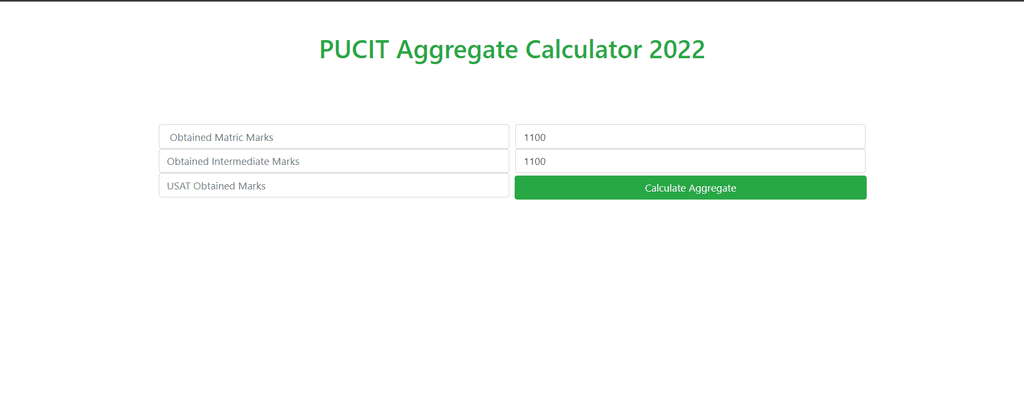 PUCIT Aggregate Calculator 2022